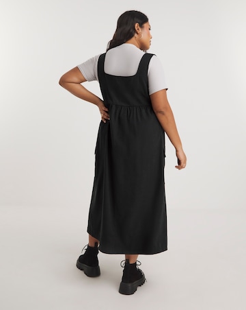 Black Cargo Utility Midi Dress