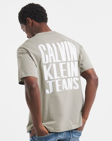 Calvin Klein Jeans Short Sleeve Back Painted Logo T-Shirt - Beige