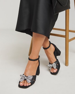 Peppo Diamante Bow Block Heel Sandal - Extra Wide Fit (EEE)