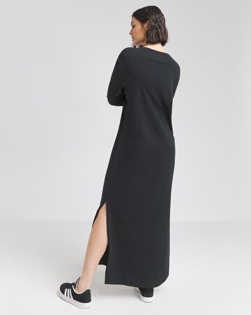 Black Cotton Jersey Long Sleeve Graphic T-Shirt Dress