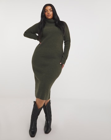 Nobody's Child Rib Roll Neck Midi Dress