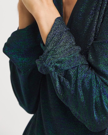 Joanna Hope Green/Blue Glitter Knit Wrap Top