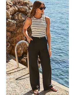 Sosandar Linen Wide Leg Trouser