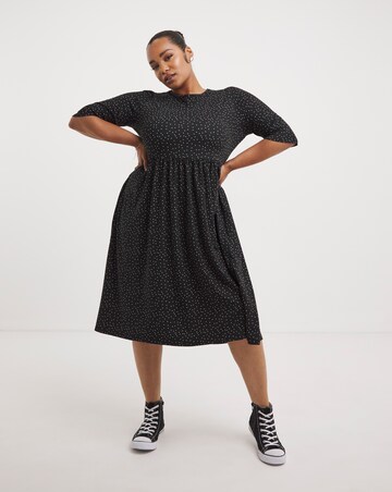 Spot Print Supersoft Jersey Pocket Midi Dress