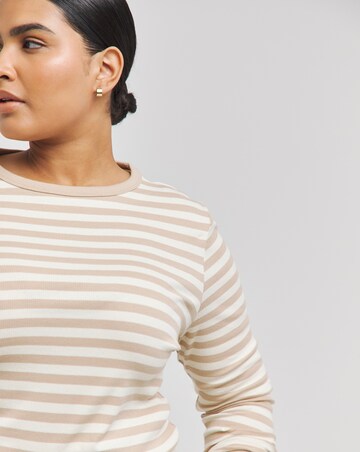 Oatmeal & Ivory Stripe Ribbed Long Sleeve Top