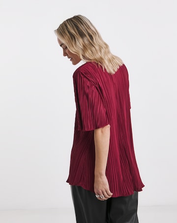 V Neck Longline Plisse Top