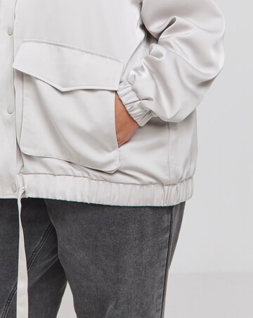 Grey Satin Bomber