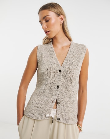 Simply Be Stone Chunky Tape Yarn Waistcoat
