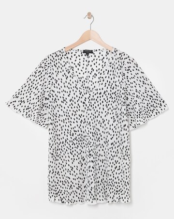 Spot V Neck Plisse Longline Top