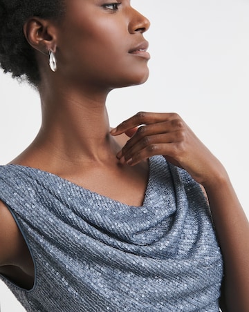 Reversible Pale Blue Cowl Neck Sequin Vest