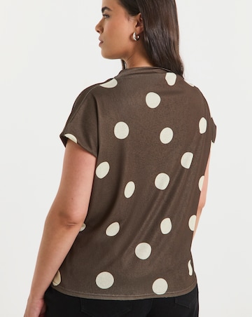 Simply Be Chocolate Spot Slash Neck Mesh Top
