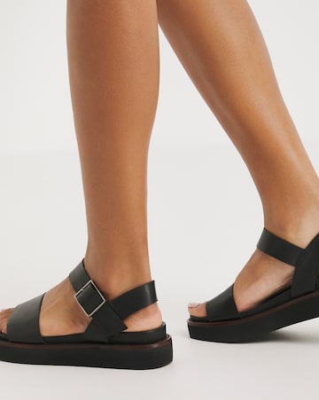 Tabitha Leather Bar Chunky Sandals - Extra Wide Fit (EEE)