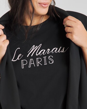 Black Oversized Paris Graphic T-Shirt