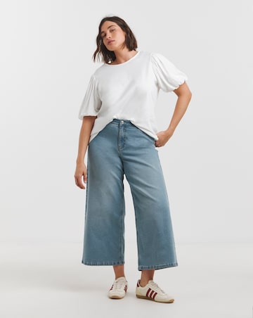 Simply Be Mid Wash 24/7 Cropped Wide Leg Jeans