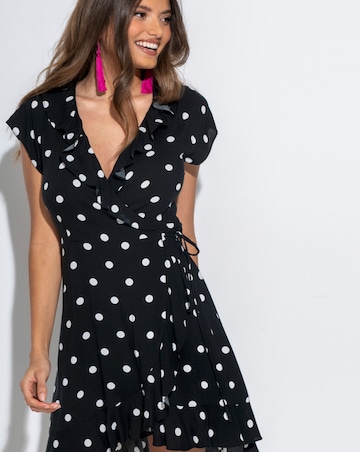 Pour Moi Getaway Frill Wrap Beachdress Black/White