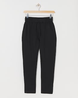 Black Linen Mix Slim Trousers