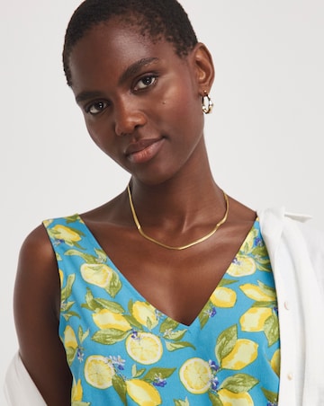 Printed V Neck Woven Vest