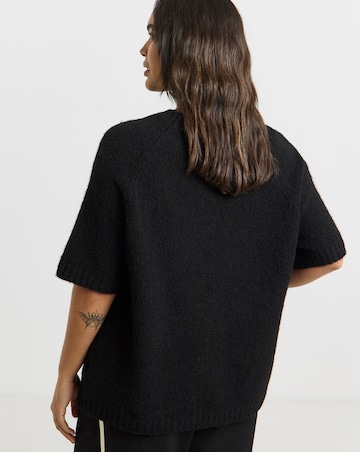 Simply Be Black Short Sleeve Boxy Knitted Top