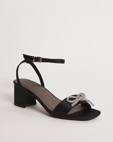 Glitzy Bow Block Heel Sandal - Wide Fit (E)