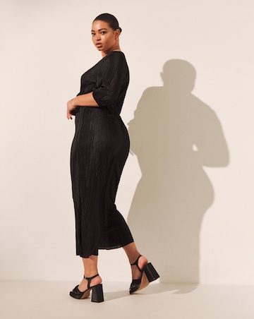 Black Plisse Culotte Jumpsuit