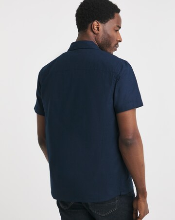 Short Sleeve Revere Collar Linen Shirt
