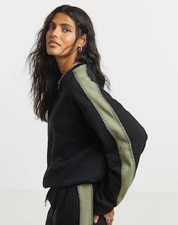 Black & Khaki Whipstitch Sweatshirt