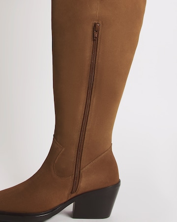 Zena Western Cowboy Suede Over The Knee Boots - Wide Fit (E) & Super Curvy Calf