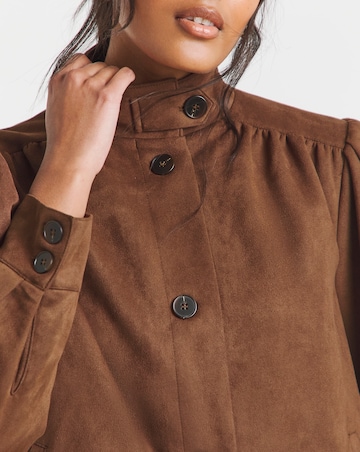 Simply Be Tan Funnel Neck Suedette Jacket