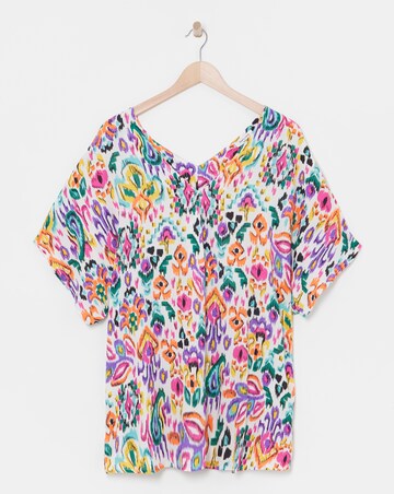 Printed Crinkle Tunic Top