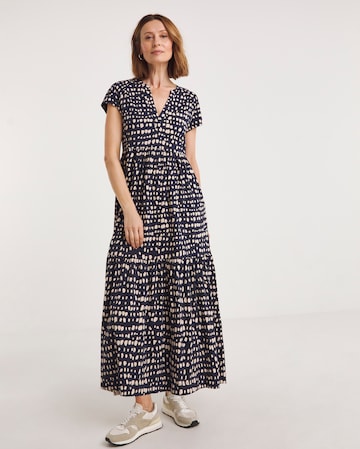 Notch Neck Jersey Smock Midaxi Dress