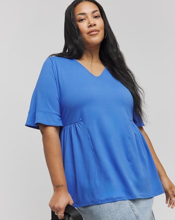 Blue Supersoft V Neck Smock Top
