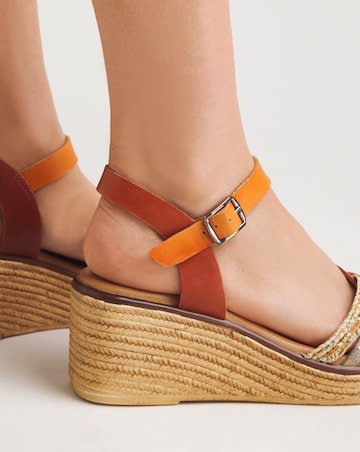 Jude Leather Strappy Wedge Sandal Wide E Fit