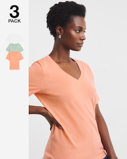 Pure Cotton 3 Pack V-Neck T-Shirts