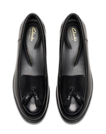 Clarks Black Havisham Leather Tassel Loafer