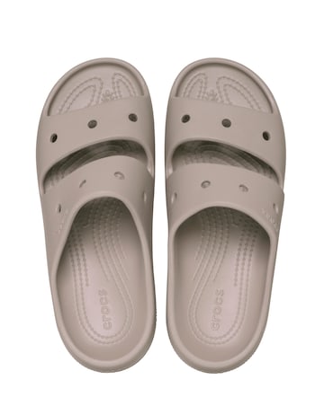 Crocs Taupe Classic Two Strap Slider Sandals- Standard Fit (D)