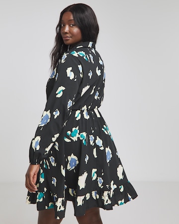 Animal Print Long Sleeve Smock Shirt Dress