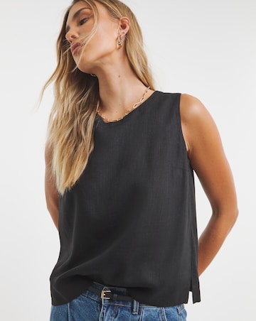 Simply Be Black Linen Mix Vest Top