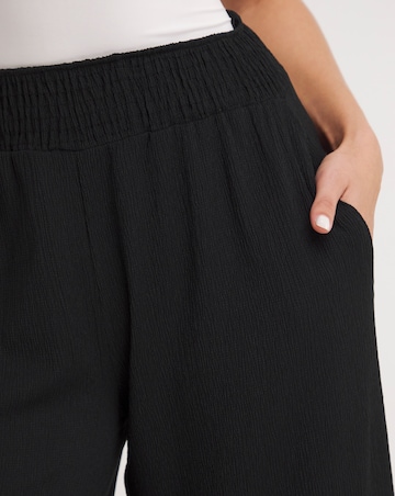 Textured Jersey Wide Leg Trousers with Shirred Waist