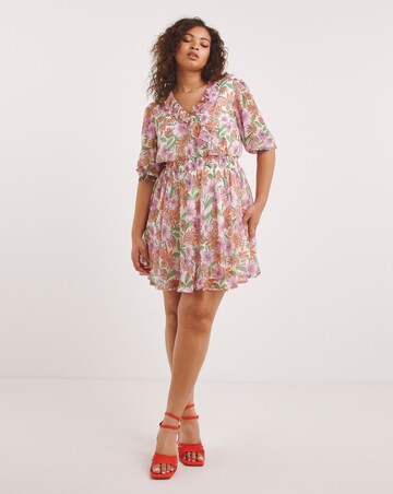 Floral Print Wrap Georgette Skater Dress