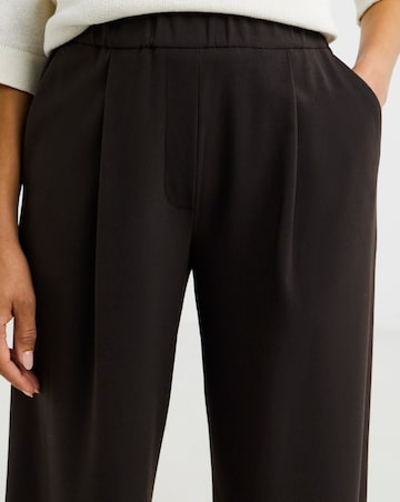 Chocolate Tailored Elastic Waist Wide Trousers