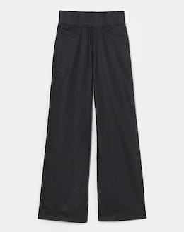 Black Coated Pull On Wide Leg Jeggings