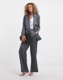 Geo Jaquard Satin Wide Leg Trousers