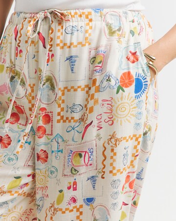 Simply Be Conversational Print Linen Blend Wide Leg Trouser