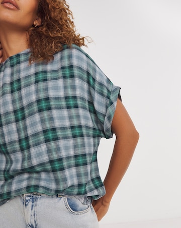 Check Boxy Short Sleeve Top