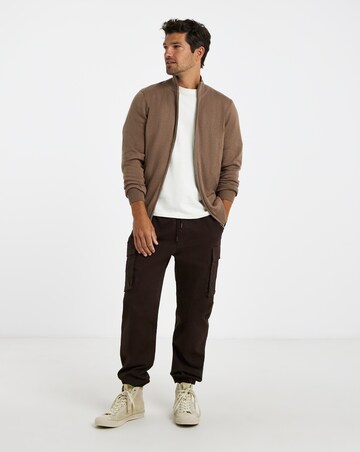 Stone Zip Through Funnel Neck Cardigan