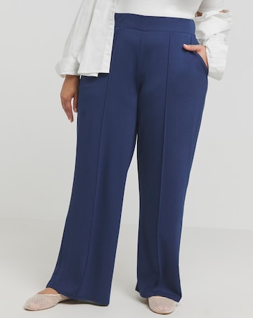 Simply Be Navy Ponte Wide Leg Trousers