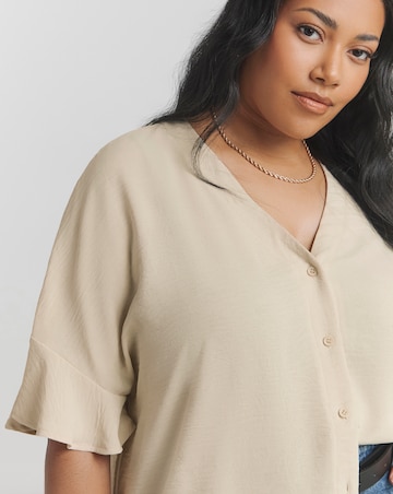 Button Through Frill Sleeve Blouse