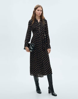 Mango Polka-dot shirt dress with Knot Detail