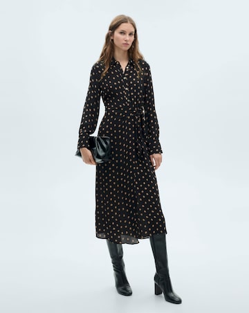 Mango Polka-dot shirt dress with Knot Detail