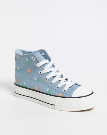 Hola Hi Top Embroided Trainer Wide Fit